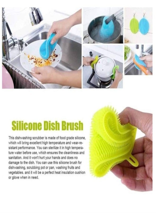 Perfect Pricee Scrub Soft Silicone Round Cleaning Dish Washing Bowl Brush Non-Scratch for Household Kitchen Cleaner Tools Easy Remove Grease (Multicolour-Pack of 2) - Image 3